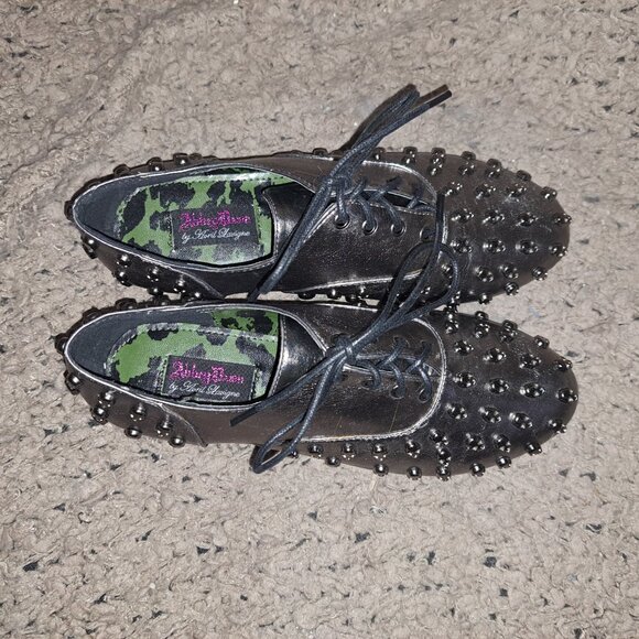 ABBEY DAWN-Skull Shoes-Silver Lace-Up-Avril Lavigne-Sz 38-NEW/NO BOX - Picture 7 of 8